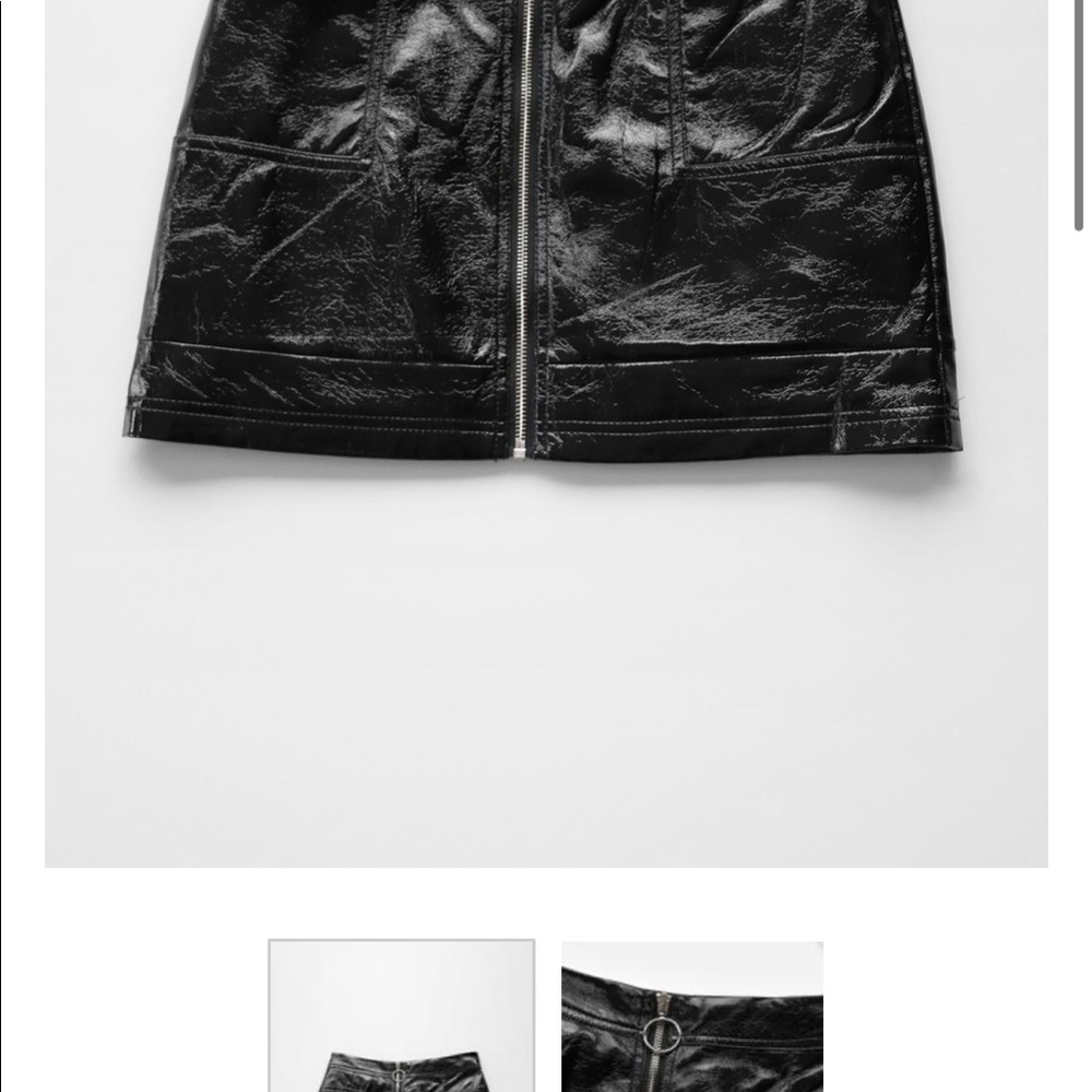 Top shop black faux leather mini skirt